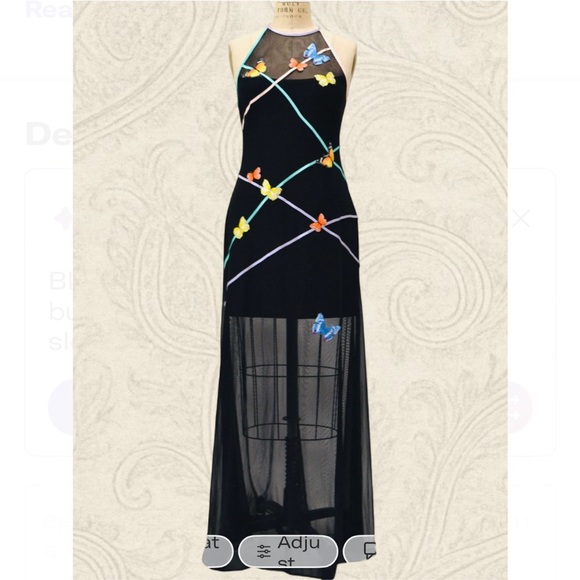 Cache Tadashi Y2K vintage Maxi Dress with Butterfly Accents size small - Picture 1 of 7